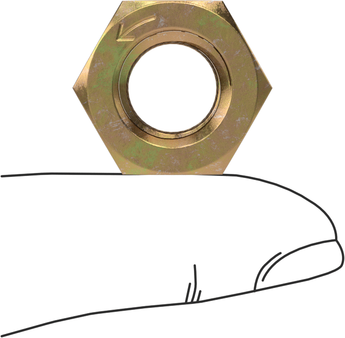 Yüksek Mukavemetli Çelik Sol Dişli Altıgen Somun, Sınıf 8, Sarı Kromat Kaplamalı Çinko, 1/2"-13 Diş Boyutu