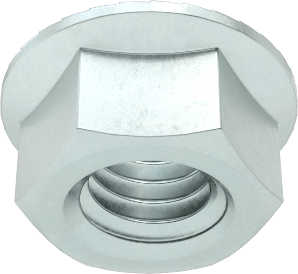 Orta Mukavemetli Çelik Tırtıklı Flanş Somunları, Sınıf 5, Çinko Kaplamalı, 3/8"-16 Diş Boyutu