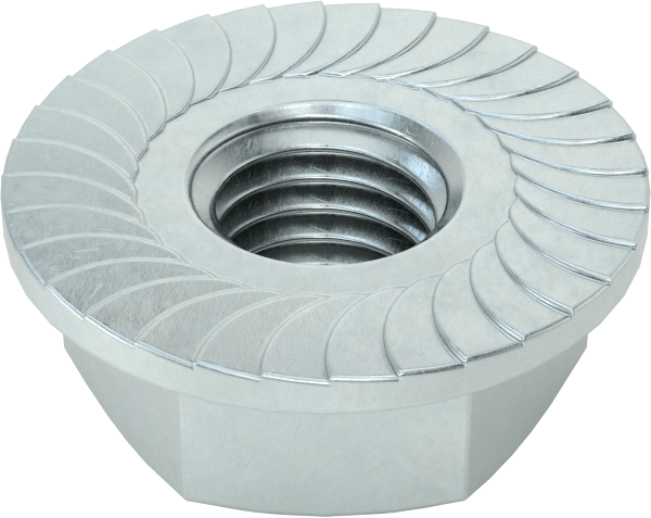 Orta Mukavemetli Çelik Tırtıklı Flanş Somunları, Sınıf 5, Çinko Kaplamalı, 1/4"-28 Diş Boyutu