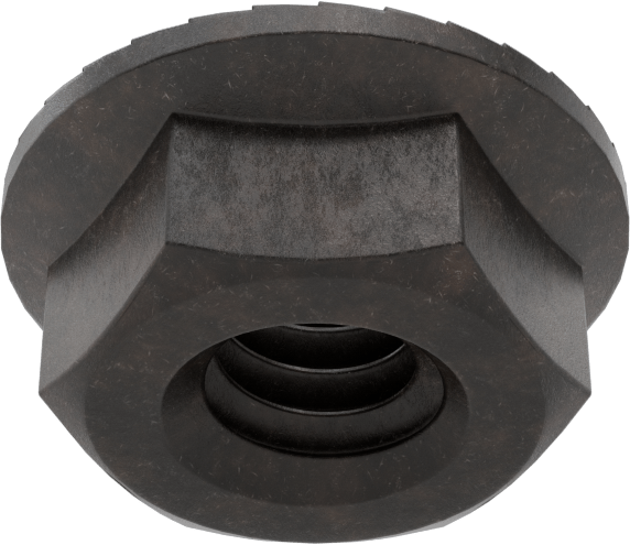 Orta Mukavemetli Çelik Tırtıklı Flanş Somunları, Sınıf 5, Siyah Oksit, 1/4"-20 Diş Boyutu