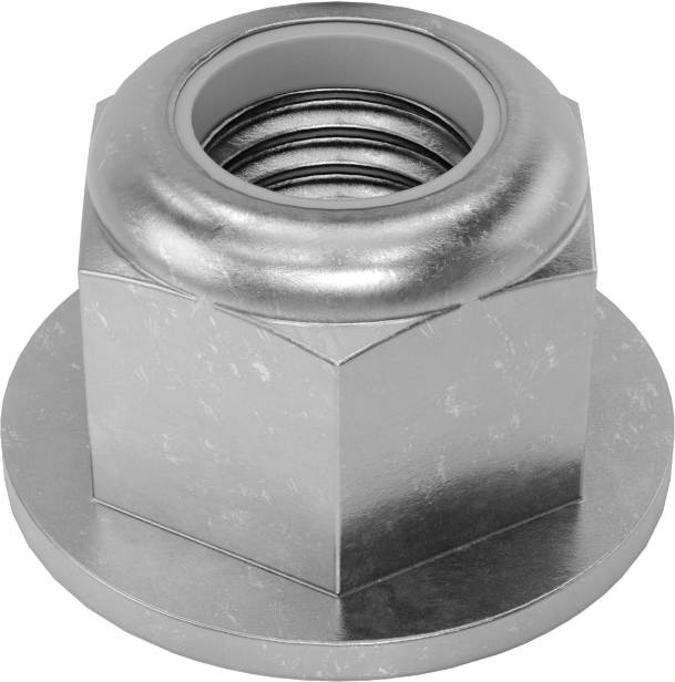 Yüksek Mukavemetli Çelik Naylon Ekli Flanş Somunu, Sınıf 10, Sarı Kromat Kaplı Çinko, M14 x 2 mm Diş Boyutu