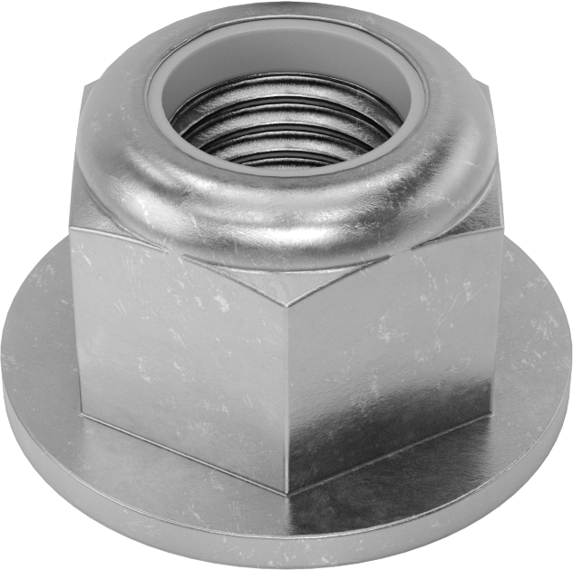 Yüksek Mukavemetli Çelik Naylon Ekli Flanş Somunu, Sınıf 10, Sarı Kromat Kaplı Çinko, M16 x 2 mm Diş Boyutu