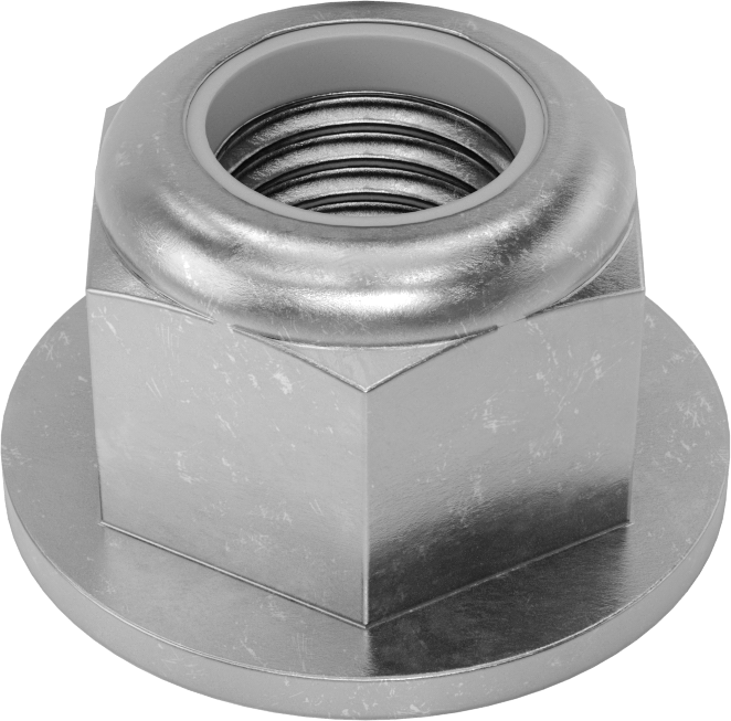 Yüksek Mukavemetli Çelik Naylon Ekli Flanş Somunu, Sınıf 10, Sarı Kromat Kaplı Çinko, M20 x 2,5 mm Diş Boyutu