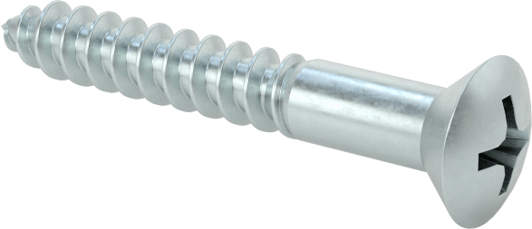Ahşap için Phillips Oval Başlı Vidalar, Çinko Kaplı Çelik, Numara 6 Vida Boyutu, 1" Uzunluk