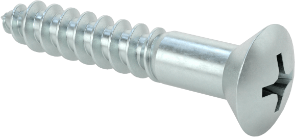 Ahşap için Phillips Oval Başlı Vidalar, Çinko Kaplı Çelik, Numara 8 Vida Boyutu, 1" Uzunluk