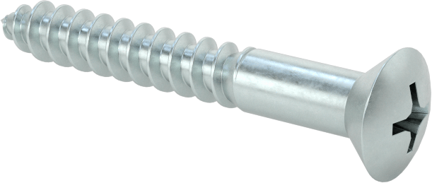 Ahşap için Phillips Oval Başlı Vidalar, Çinko Kaplı Çelik, Numara 8 Vida Boyutu, 1-1/4" Uzunluk