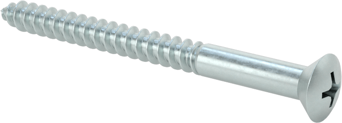 Ahşap için Phillips Oval Başlı Vidalar, Çinko Kaplı Çelik, Numara 8 Vida Boyutu, 2" Uzunluk