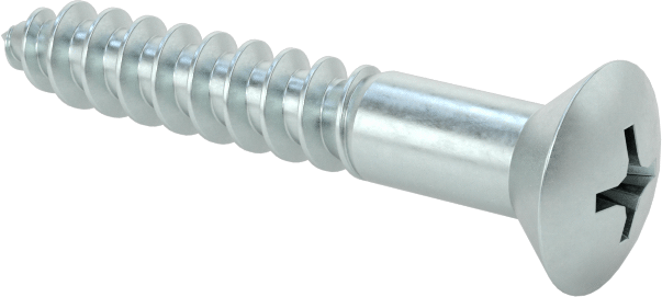 Ahşap için Phillips Oval Başlı Vidalar, Çinko Kaplı Çelik, 10 Numaralı Vida Boyutu, 1-1/4" Uzunluk