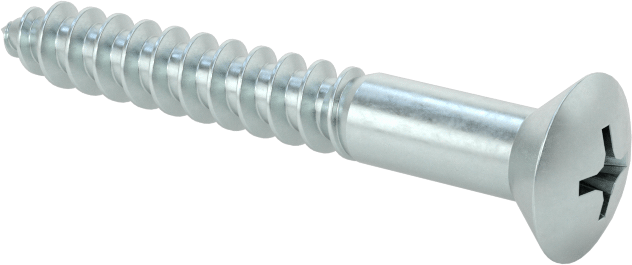 Ahşap için Phillips Oval Başlı Vidalar, Çinko Kaplı Çelik, 10 Numaralı Vida Boyutu, 1-1/2" Uzunluk