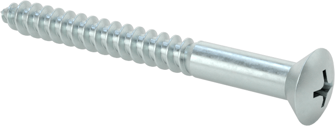 Ahşap için Phillips Oval Başlı Vidalar, Çinko Kaplı Çelik, 10 Numaralı Vida Boyutu, 2" Uzunluk
