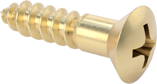 Ahşap için Phillips Oval Başlı Vidalar, Pirinç, Numara 6 Boyut, 5/8" Uzunluk