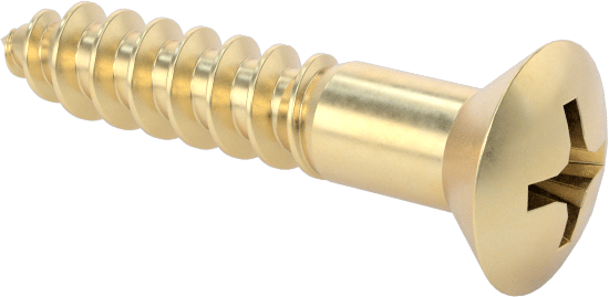 Ahşap için Phillips Oval Başlı Vidalar, Pirinç, Numara 6 Boyut, 3/4" Uzunluk