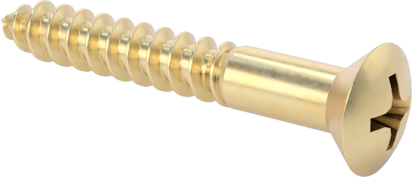 Ahşap için Phillips Oval Başlı Vidalar, Pirinç, Numara 6 Boyut, 1" Uzunluk