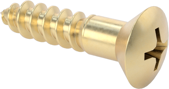 Ahşap için Phillips Oval Başlı Vidalar, Pirinç, Numara 8 Boyut, 3/4" Uzunluk
