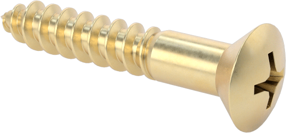 Ahşap için Phillips Oval Başlı Vidalar, Pirinç, Numara 8 Boyut, 1" Uzunluk