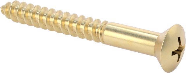 Ahşap için Phillips Oval Başlı Vidalar, Pirinç, Numara 8 Boyut, 1-1/2" Uzunluk