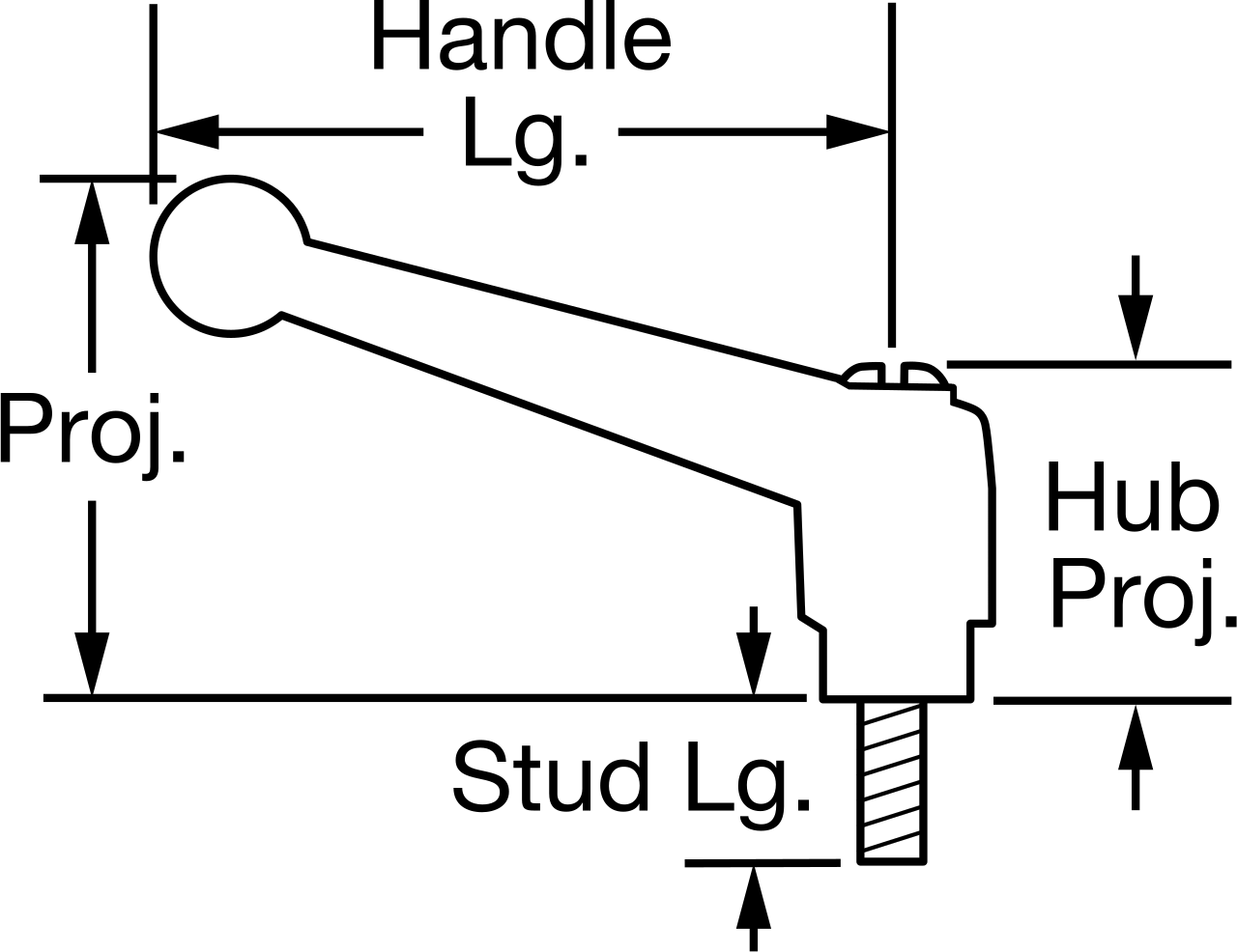 303 Paslanmaz Çelik Ayarlanabilir Tutamak, 1/4“-20 Diş Boyutu x 3/4” Uzunlukta Saplama, 1-5/16" Çıkıntı