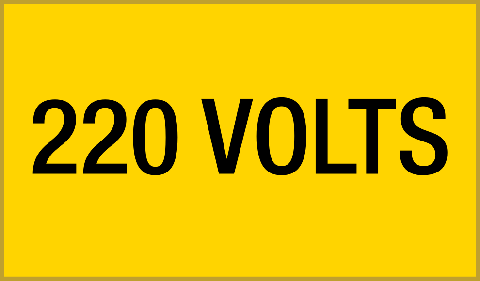 Yansıtıcı Elektrikli Ekipman Etiketleri, 1-3/4“ Yükseklik x 2-7/8” Genişlik, (220 Volt)
