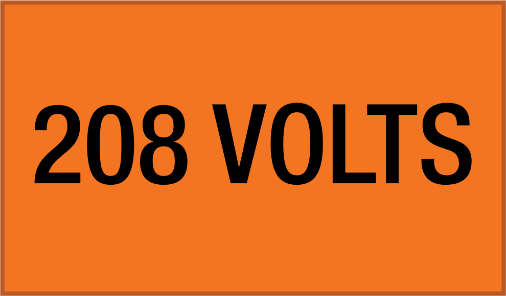 Elektrikli Ekipman Etiketleri, 2-1/4“ Yükseklik x 9” Genişlik, (208 Volt)