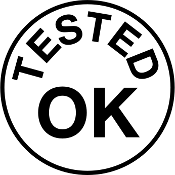 Kontrol Lastik Damgası, Beyaz Mürekkepli, Test Edildi ve Uygun Bulundu Mesajı, 3/8" Çaplı Baskı