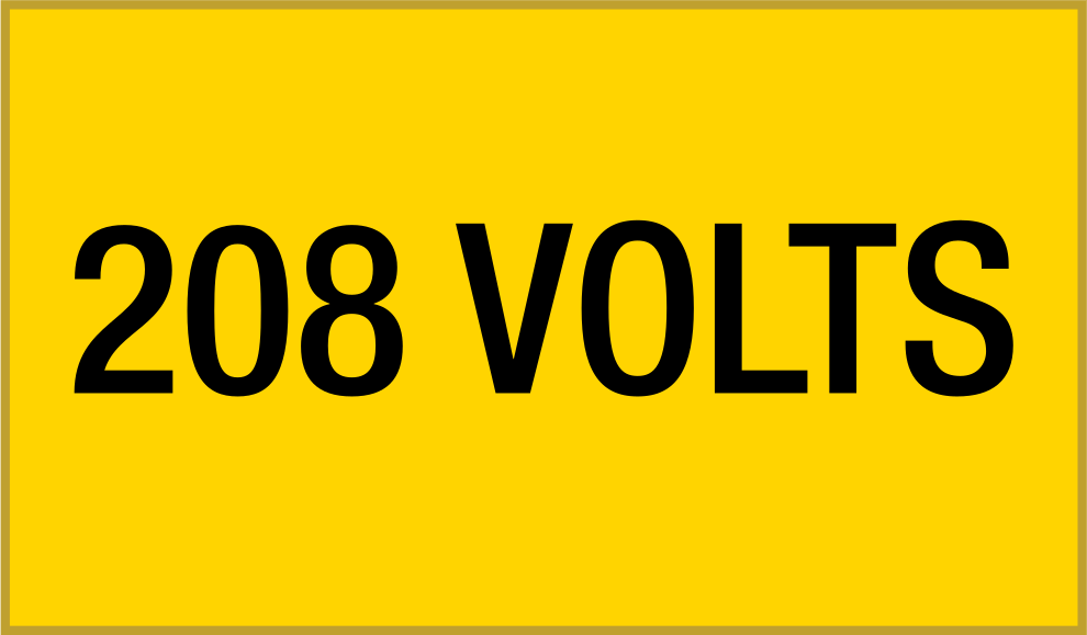 Yansıtıcı Elektrikli Ekipman Etiketleri, 1-3/4“ Yükseklik x 2-7/8” Genişlik, (208 Volt)