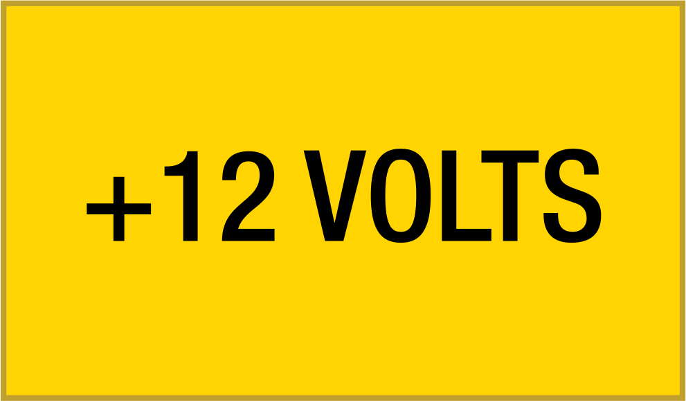 Yansıtıcı Elektrikli Ekipman Etiketleri, 1-3/4“ Yükseklik x 2-7/8” Genişlik, (+12 Volt)
