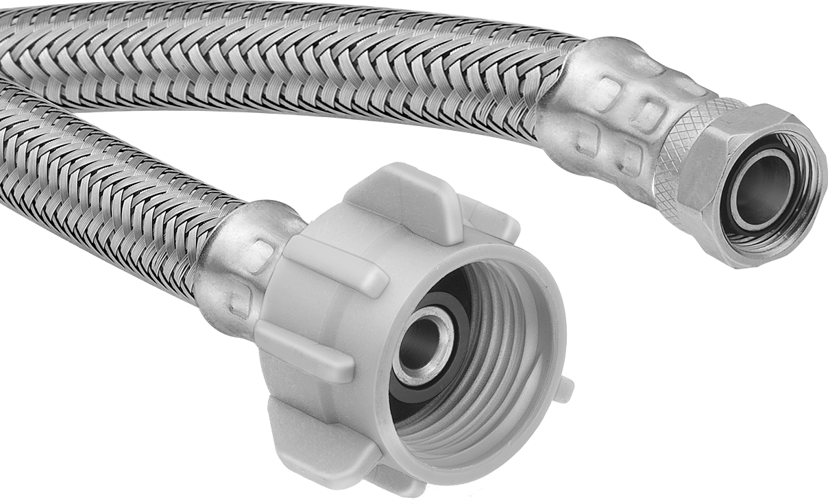 Sıhhi Tesisat Bağlantı Parçaları ile Paslanmaz Çelik Hortum, Tuvaletler için, 7/8 Toplu Vana Dişi x 3/8" Sıkıştırma Dişi