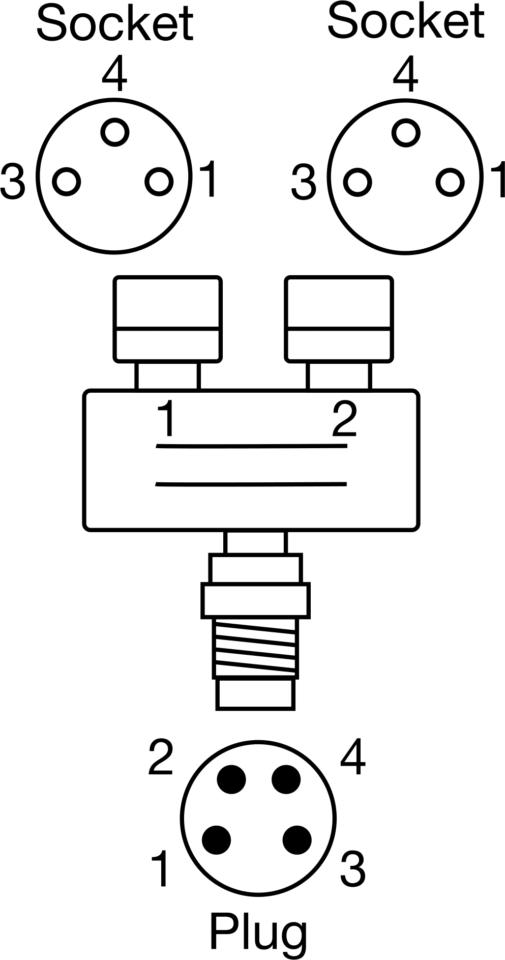 4 Pole Plug × 3 Pole Socket × 3 Pole Socket